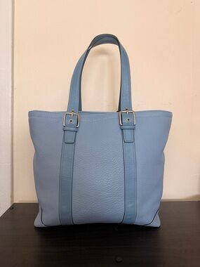 Coach Baby Blue Pebble Leather Tote Bag